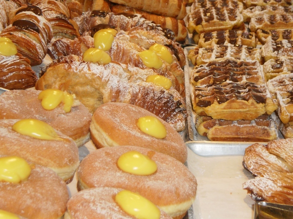 Pastries being sold at a chocolate fair in Florence in February.  The calories from eating one of these items is enough to cause you to slip into a food coma.