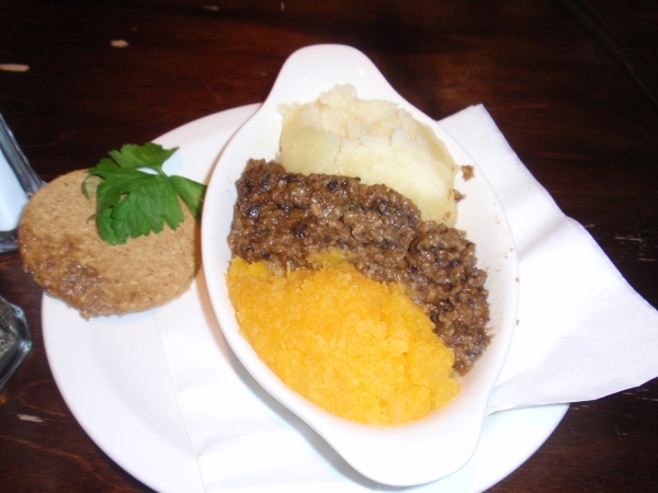The popular Scottish dish of haggis that I tried while in Edinburgh.  It consists of minced liver and is actually quite tasty